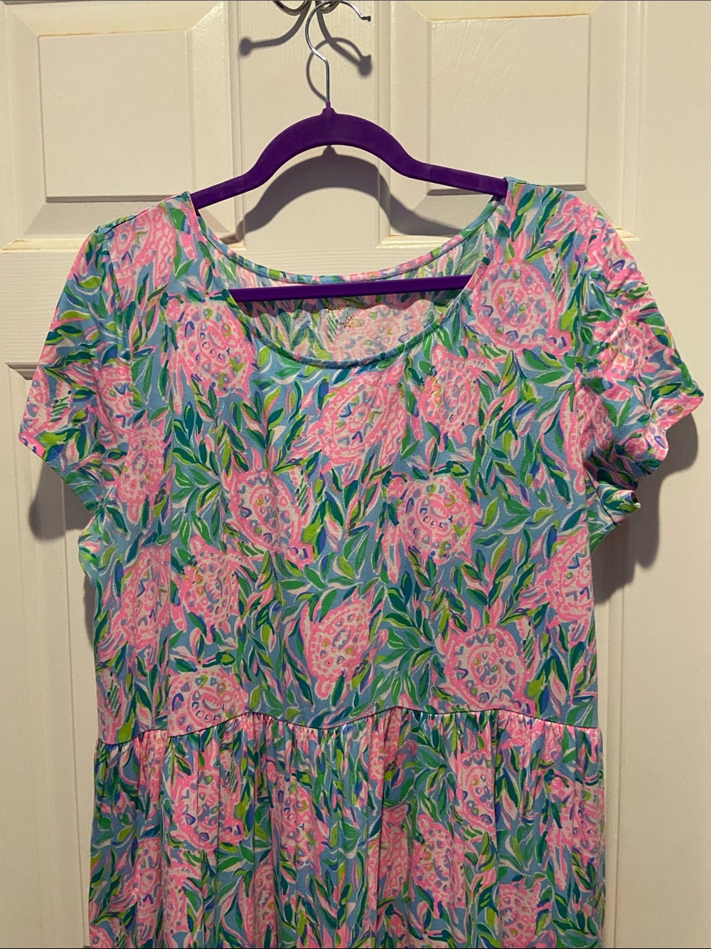 Lilly Pulitzer Geanna Dress XXL - EUC - Frenchie Blue Turtley  In Love - Picture 6 of 6